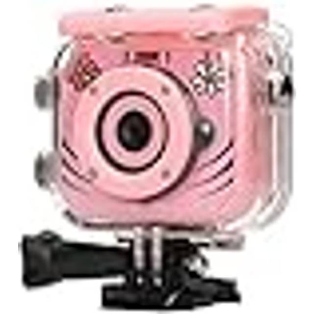 EXTRALINK 12 MP barnkamera digitalkamera 1080P 30 fps, vattentät barnkamera IP68, robust hölje handtag 2 tums bildram, digitalkamera barn, minneskort kapacitet upp till 32 GB, rosa