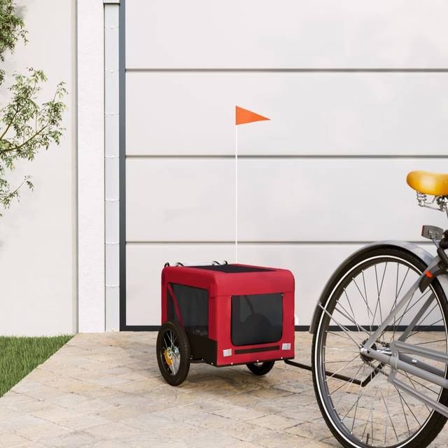 vidaXL Pet Bike Trailer Red and Black Oxford Fabric&Iron