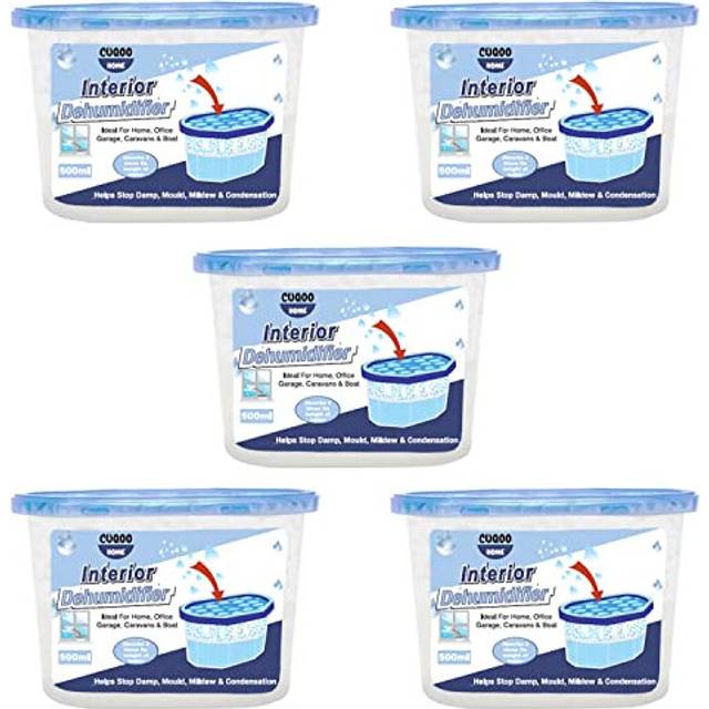 CUQOO Premium 500ml Dehumidifiers for Home Damp Pack of 5 ? Dehumidifiers Disposable Moisture Absorber for Home | Powerful Small dehumidifier |