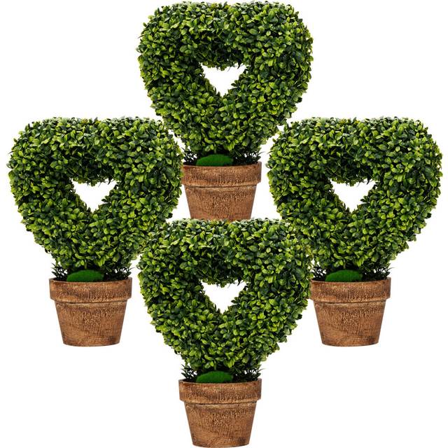 4 Pack Heart-Shape Artificial Plants Small Faux Greenery Fake Plants