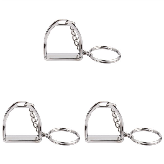 3Pcs Simple Elegant Design Western Stirrup Keychain Key Ring Hanger Tool for Men Women Bag Decoration Equestrian
