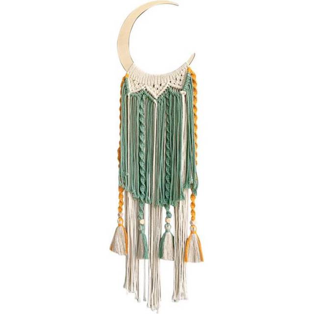 Moon Macrame Tapestry Wall Boho Decor Leaf Macrame Wall Hanging Room Decoration Farmhouse Children's Room Decor Gift