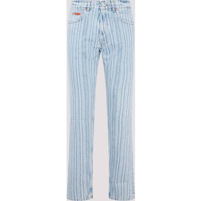 Martine Rose, Straight Jeans, male, Blue, S, Blue Pinstripe Straight Leg Jeans