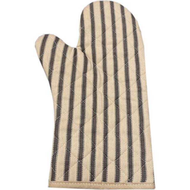 Beige & Brown Stripe Oven Glove Quilted Gauntlet Pot Holder