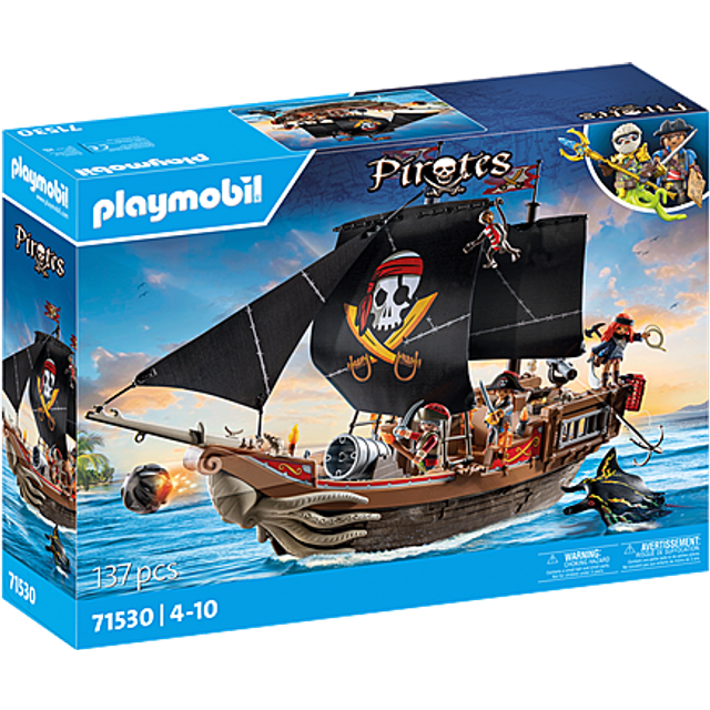 PLAYMOBIL 71530 Pirates: Large Pirate Ship with Crew