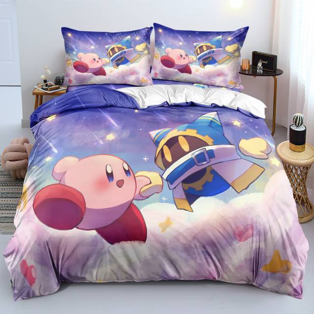 (Style 08, Single(135X200CM/2PCS)) Kirby of the Stars Bedding Single Double Duvet Cover