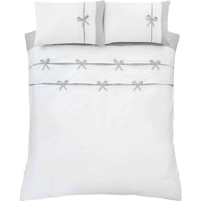 Milo Bow Duvet Cover - White - Single - Catherine Lansfield