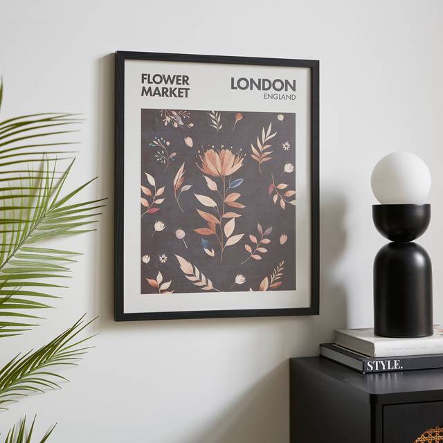 Flower Market London Framed Print - Black