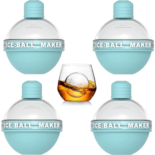4 Pack Ice Ball Maker, Whiskey Ice Mold, Silicone Ice Cube Tray, Sphere Ice Mold for Whiskey and Cocktails