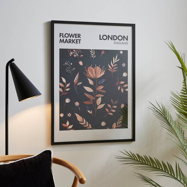 Flower Market London Framed Print - Black