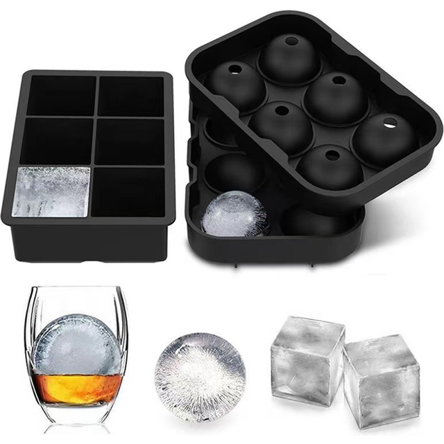 Ice Cube Trays Silicone (Set of 2) Whiskey Ice Ball Mold
