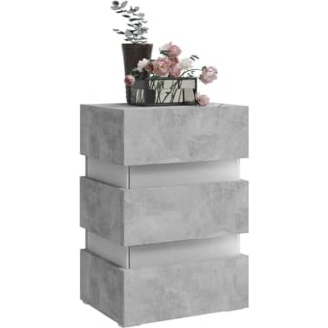 vidaXL LED Bedside Cabinet Concrete Grey 45x35x67 cm Engineered Wood