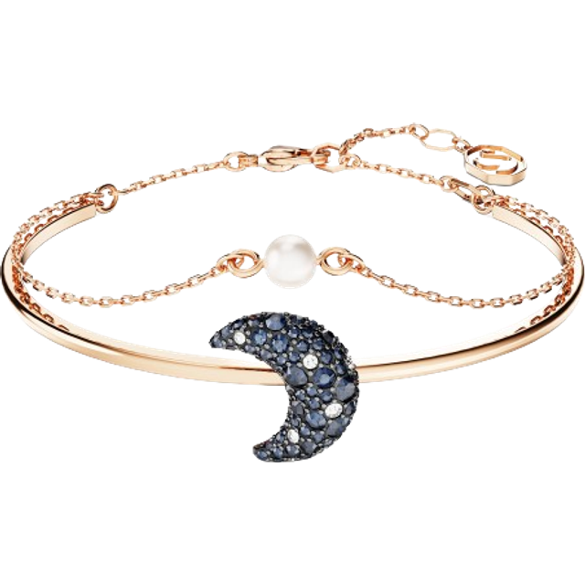 Swarovski Luna Rose-Gold Moon Bangle - Blue - Adjustable