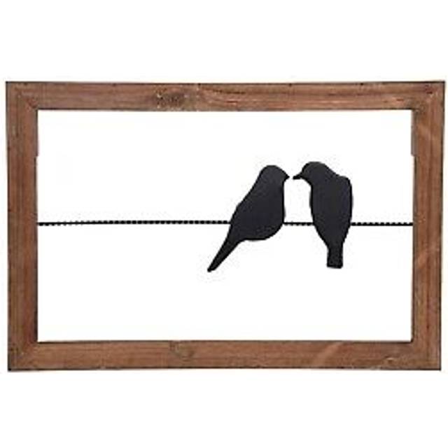Foreside Home and Garden 18 x 12 inch Rustic Birds On A Wire Wood and Metal Wall D?cor  10  Black  Brown