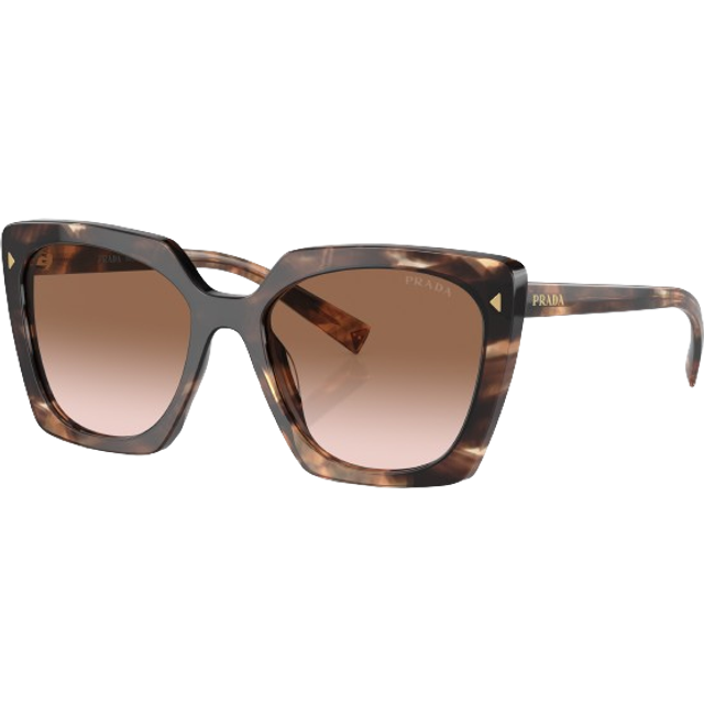 Prada Woman PR 23ZS  07R0A6 Sunglasses Acetate Turtle Brown Squared Normal Shaded