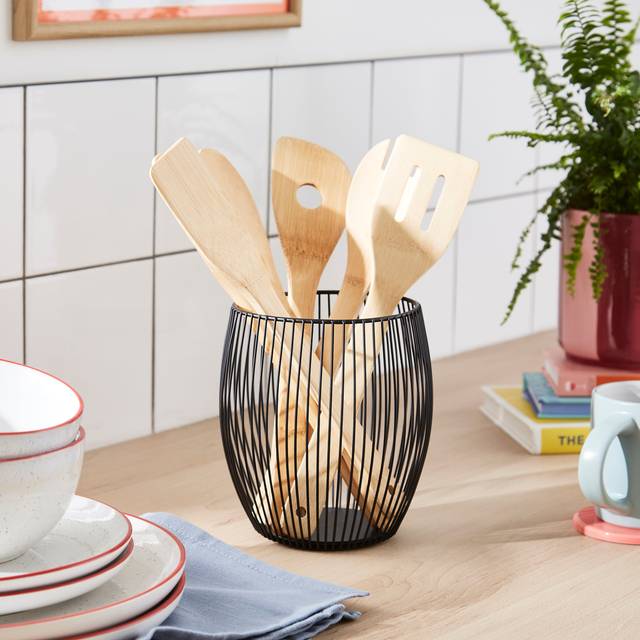 Elements Metal Wire Utensil Pot - Black