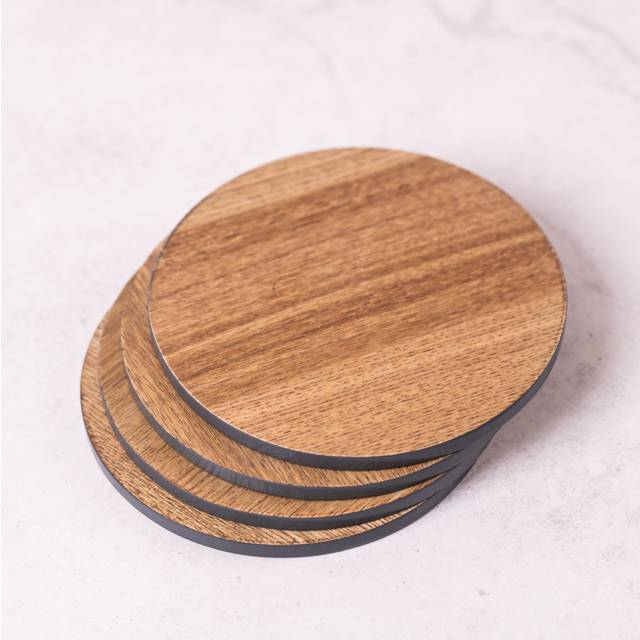 Maddox Pack of 4 Round Charcoal Coasters - Grey