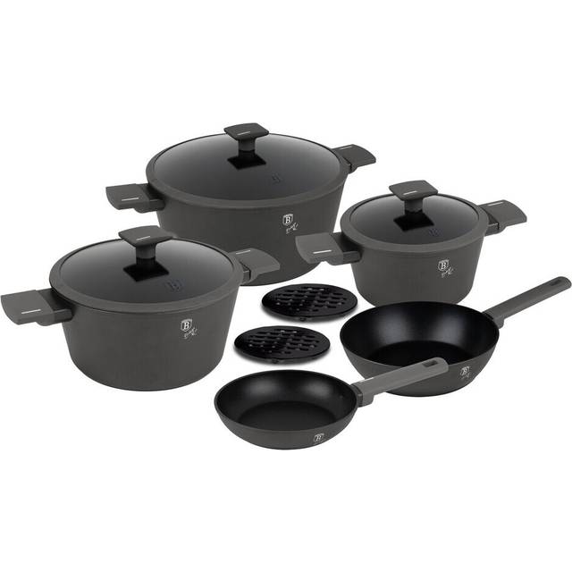 Berlinger Haus 10 st aluminium non-stick induktion köksredskap set – kastruller och stekpannor med lock för hem kök ugn diskmaskinssäker, miljövänlig kompatibel med alla spisar, induktions matlagning