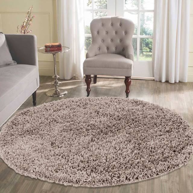 Desire Rugs Oxford Light Beige Plain Round Shaggy Rug 120 x 120cm - L.Beige