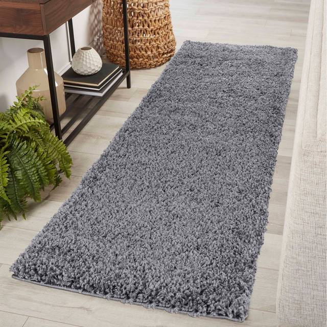 Modern Elegant Soft Shaggy Rug for Living Rooms - Stylish Area Rugs - Dark Grey - 60cm x 220cm