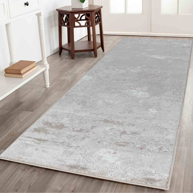 Serenity Modern Abstract Area Rug - Sprayed-Inspired Design for Living Room, Bedroom, or Hallway - Stone - 60cm x 220cm