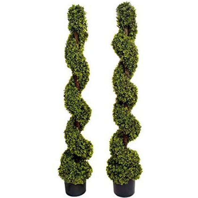 Greenbrokers 2x Artificial Spiral Boxwood Topiary Tree 150cm, Green