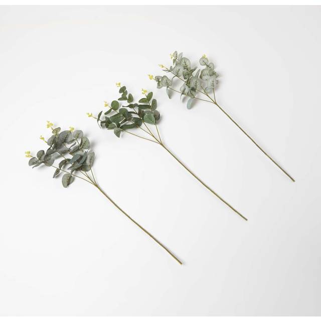 Homescapes Artificial Eucalyptus Single Stem Set of 3 - Green