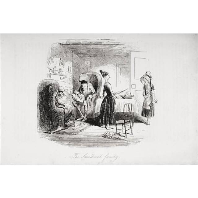 The Smallweed Family. Illustration by Phiz Hablot Knight Browne 1815-1882. Poster Print, 18 x 12