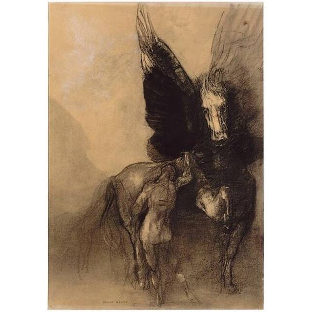 Pegasus & Bellerophon Poster Print by Odilon Redon, 18 x 24