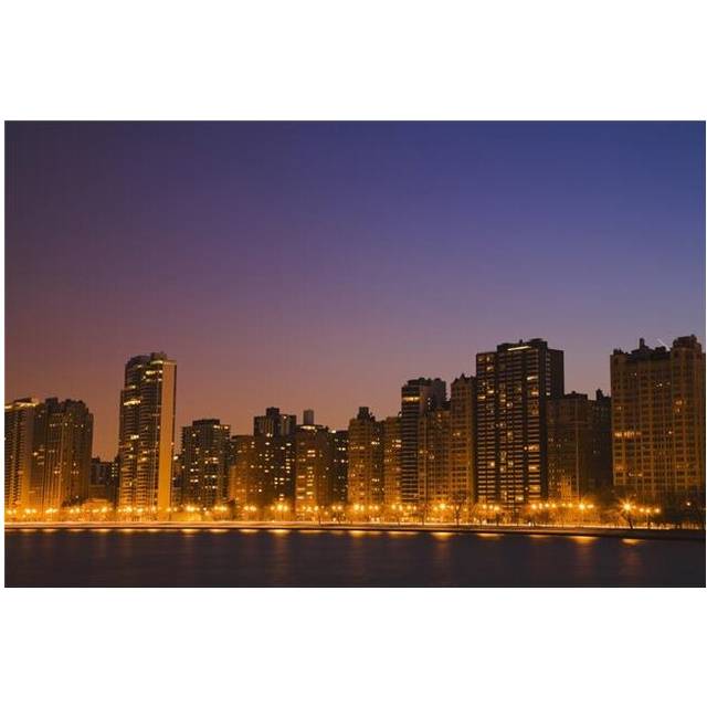 Posterazzi DPI1891850 Chicago Downtown Skyline At Night Poster Print, 19 x 12