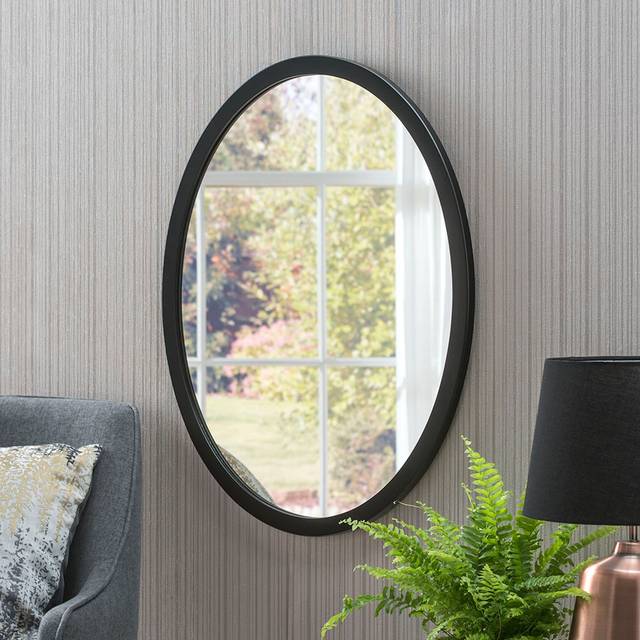Yearn Classic Black Oval Mirror 65 x 55cm