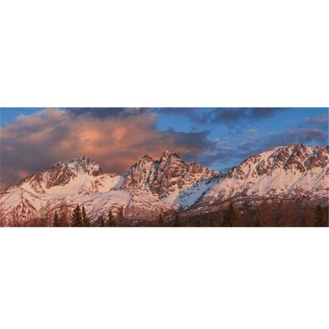 Evening Light On Twin Peaks & Pioneer Peak of The Chugach Mountain Range Southcentral Alaska Spring. Poster Print by Carl Johnson, 44 x 16 - Large