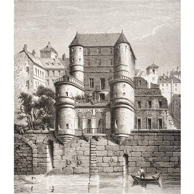 Hotel Des Ursins Paris France Built In 14th Century Restored In 16th & Now Destroyed 19th Century Reproduction of Ear Poster Print, 14 x 16