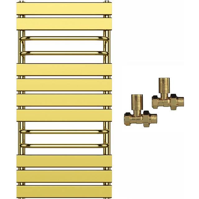 (TRV Straight Gold Valves) 500 x 1000mm Designer Gold Towel Rail Radiator