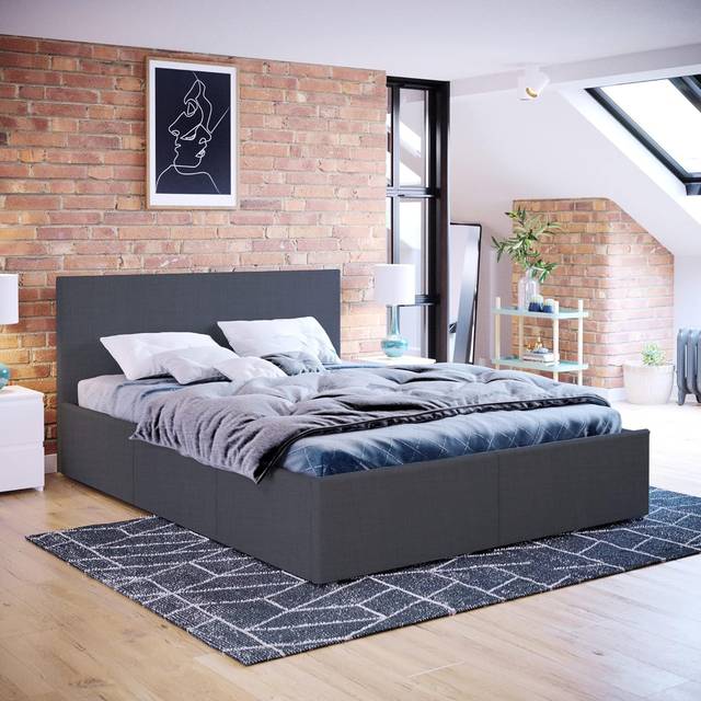 Home Discount - Veronica 4ft6 Double Fabric Ottoman Bed Frame, Dark Grey Linen, 190 x 135 cm