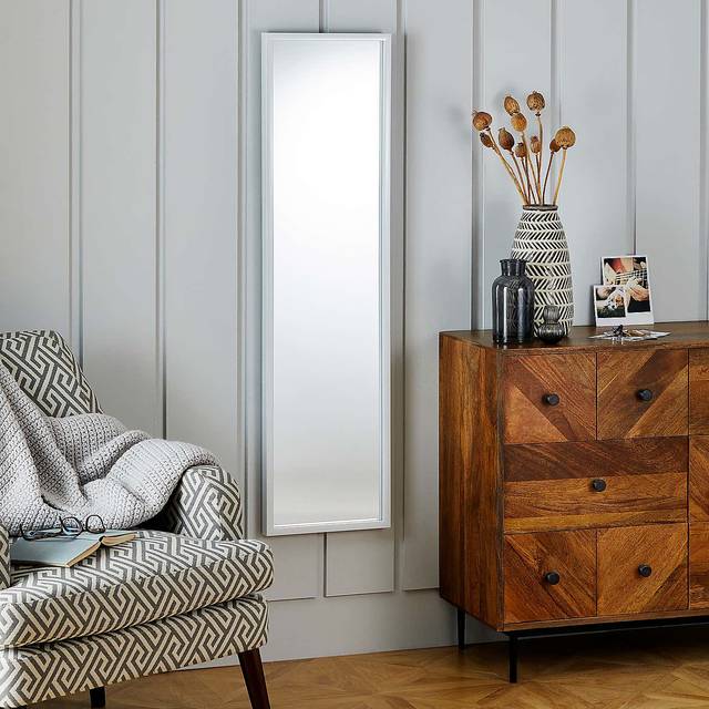 Essentials Rectangle Full Length Wall Mirror - White