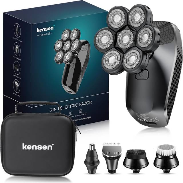 Head Shaver for Bald Men KENSEN Electric Shavers Men 6 in 1, Cordless LED Head Shavers for Men, 7D Electric Shaver Waterproof Wet Dry Rotary Shav