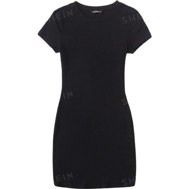 SHEIN Solid Rib-knit Bodycon Dress