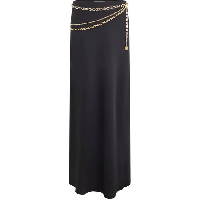 Rabanne, Kjol, Dam, S, Polyester, Svart Maxikjol med Guldkedjor