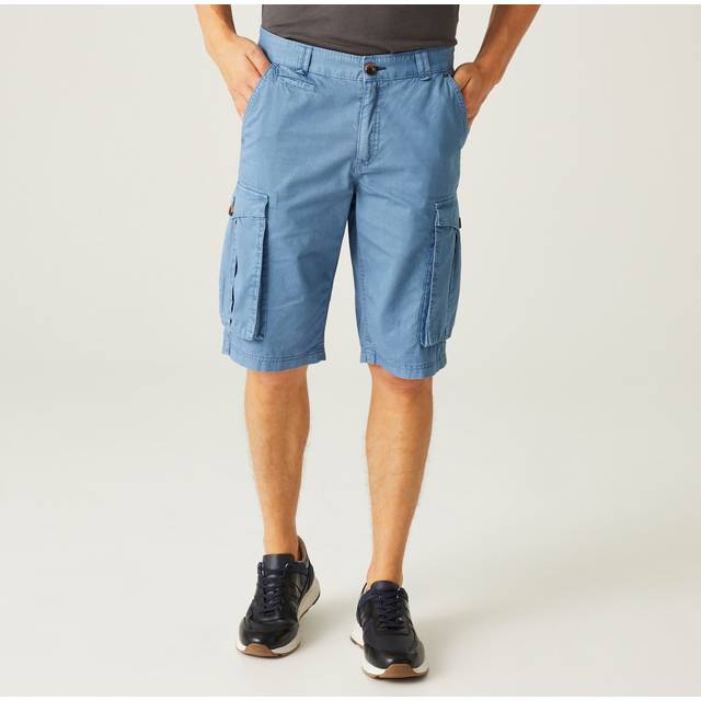 'Shorebay' Vintage Look Cargo Shorts - Mid Blue - 30R