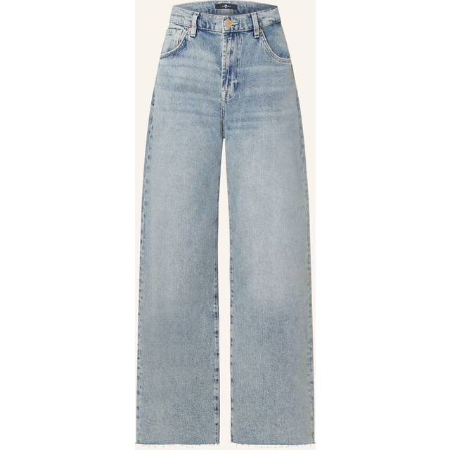 7 For All Mankind - Bonnie Curvilinear Serenade With Raw Cut - Wide Leg Jeans - light blue
