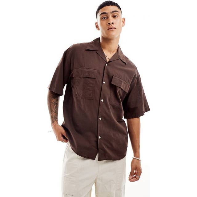 JORSUMMER Linne Resort Shirt SS, Försegling brun, XL