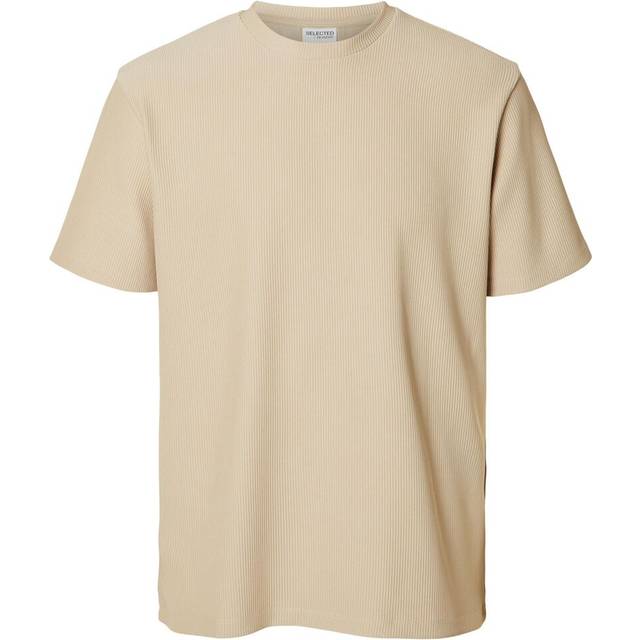 SELECTED HOMME Slhrelax-Plisse Tee Ex |Beige |S