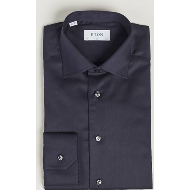 Eton Men's Slim Fit Twill Shirt - Navy - Size: 16.5 collar
