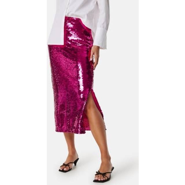 VILA Vietta midi sequin skirt Fuchsia Purple 42