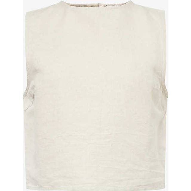 Bryony Boxy Linen Top - Natural, 12
