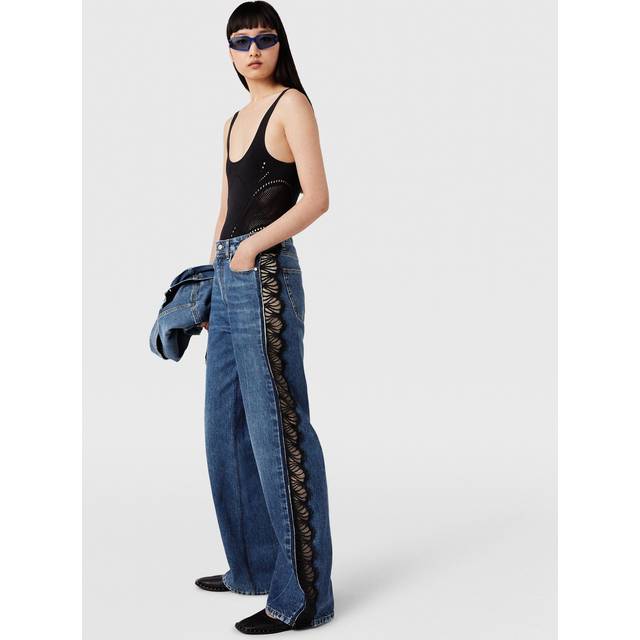 Stella McCartney Blue Lace High-Rise Straight Leg Jeans - 4071 BLUE VINTAGE DE - WAIST US 27
