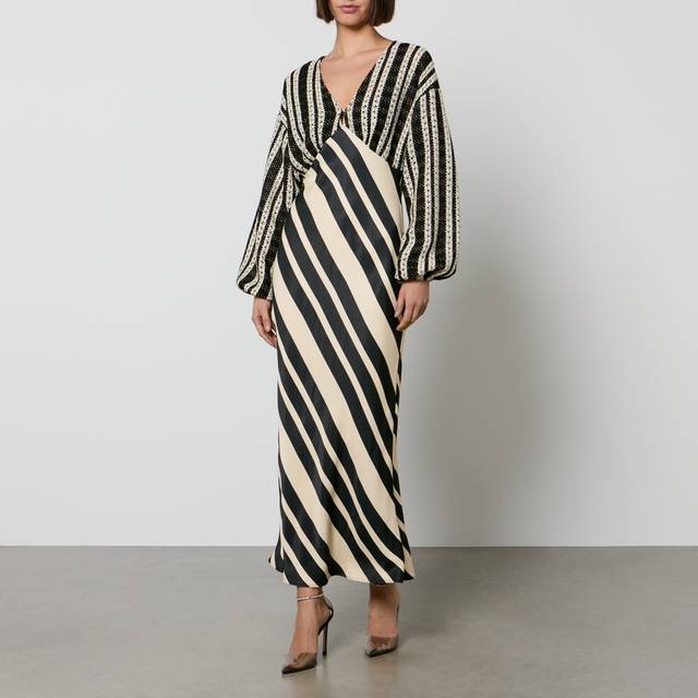 Never Fully Dressed Emma Satin and Crotchet Maxi Dress - UK 12 - Multi