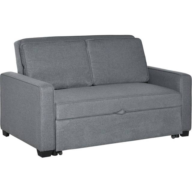 Homcom Double Sofa Bed Click Clack Sofa Bed Pull Out Bed With Adjustable Backrest For Living Room And Bedroom Grey
