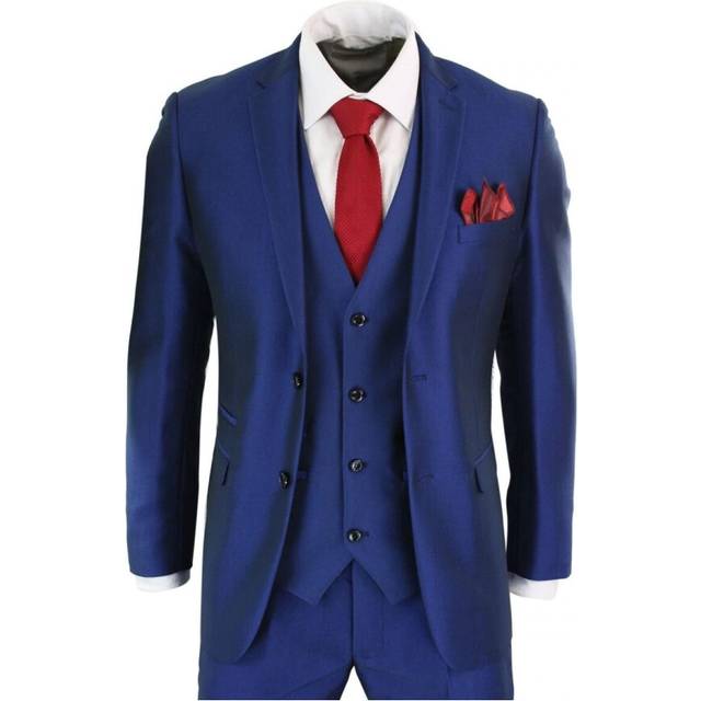 (44) Mens 3 Piece Shiny Royal Blue Classic Suit